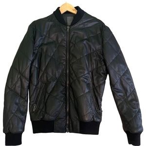 Leather Quilted Bomber Jacket